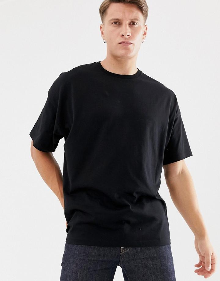 Asos Design Oversized Fit T-shirt With Crew Neck In Black - Black