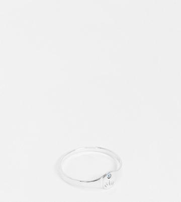 Kingsley Ryan Curve March Birthstone Ring In Sterling Silver With Aquamarine Crystal