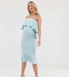 Asos Design Maternity Bandeau Crop Top Midi Pencil Dress-blue
