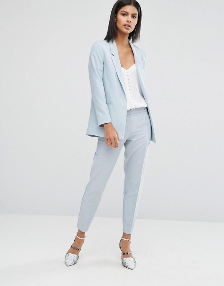 Asos Ankle Grazer Cigarette Pants In Crepe - Blue