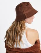 Asos Design Canvas Bucket Hat In Dark Brown