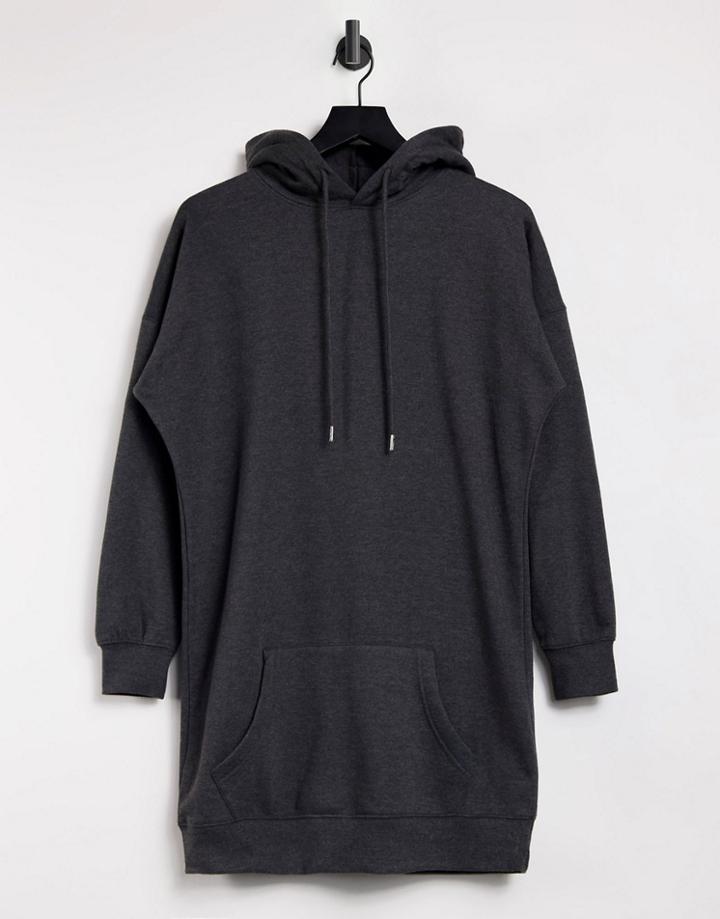 New Look Longline Hoodie In Mid Gray-grey