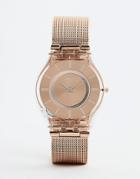 Swatch Sfp115m Core 6 Mesh Watch In Rose Gold 34mm - Copper