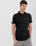 Threadbare Polo Shirt With Cut And Sew Panels-black