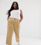 Asos Design Curve Carpenter Pants In Sand - Stone