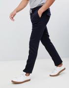 Moss London Drawstring Tapered Jersey Pants In Navy - Navy