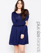 Brave Soul Plus Jersey Skater Dress - Blue