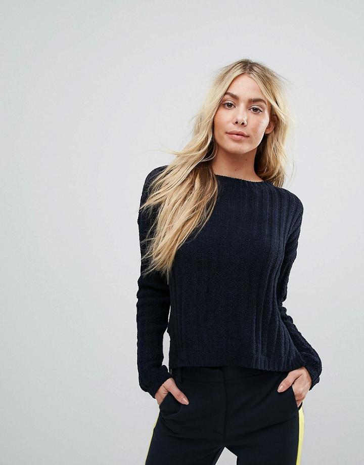Brave Soul Lane Chenille Loose Fit Sweater - Navy
