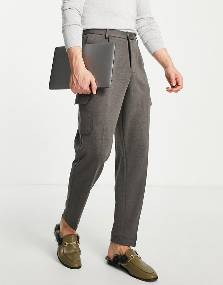 Harry Brown Jersey Cargo Pants In Charcoal-gray