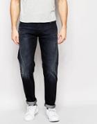 Nudie Jeans Steady Eddie Straight Fit Black Note Washed - Black Note