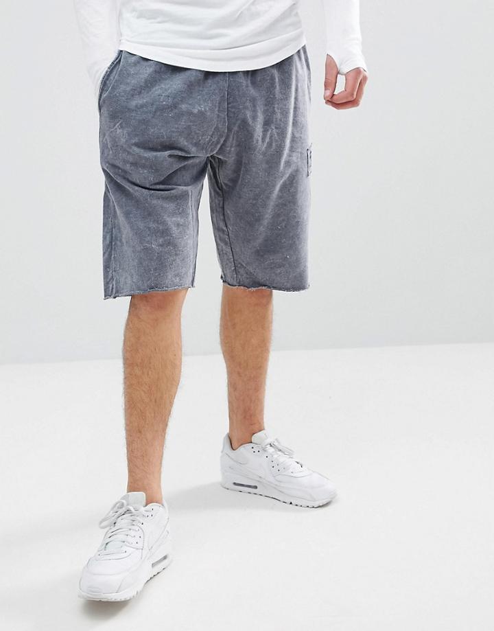 Religion Tapered Jersey Shorts With Acid Wash - Black