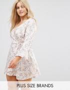 Influence Plus Floral Wrap Over Ruffle Dress - Pink