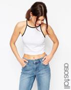 Asos Tall 70's Cami With Tipped Edge - White