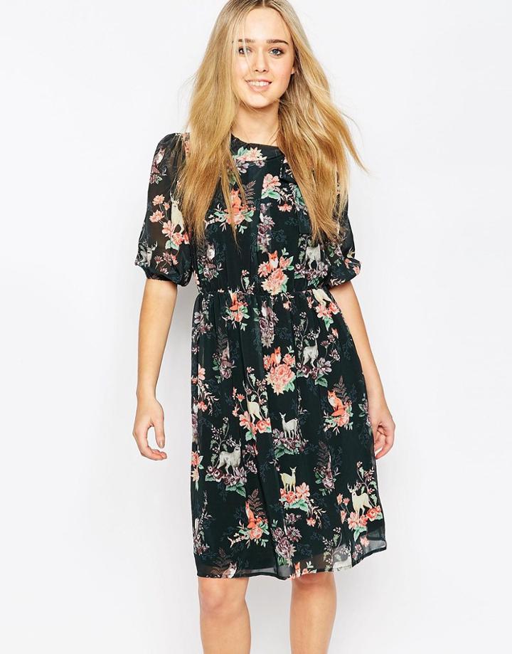 Traffic People Woodland Madness Decorum Dress - Dark Green