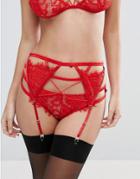 Asos Clemence Eyelash Lace Suspender - Red