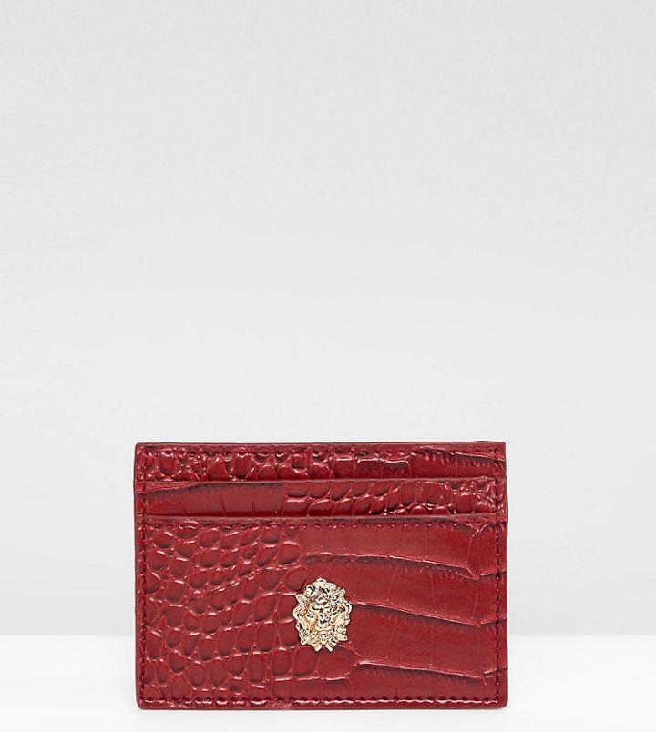 My Accessories Faux Croc Cardholder In Red - Red