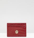 My Accessories Faux Croc Cardholder In Red - Red