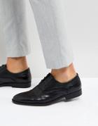Asos Brogue Shoes In Black Faux Leather With Layered Paneling - Black