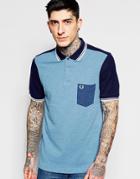 Fred Perry Polo Shirt With Color Block Slim Fit - Blue Marl