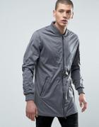 Brave Soul Long Ruched Pocket Jacket - Gray