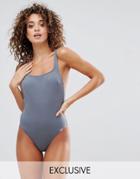 Free Society Marl Textured Swimsuit - Gray