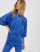 Public Desire Oversized T-shirt In Tie Dye Two-piece - Blue