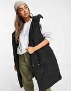 Cotton: On Recycled Longline Padded Vest In Black