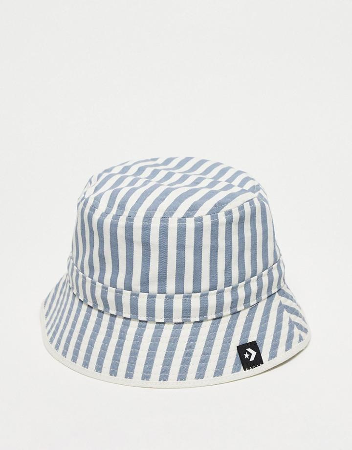 Converse Stripe Bucket Hat In Blue/white