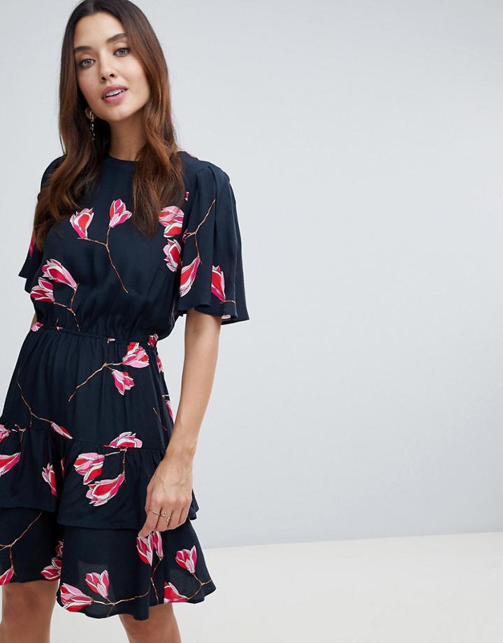 Y.a.s Graphic Floral Tiered Dress - Multi