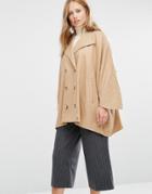 Cooper & Stollbrand Oversize Double Breasted Short Coat In Camel - Tan