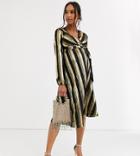 Flounce London Maternity High Neck Midaxi Dress In Gold