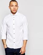 Dickens And Browne Trim Stretch Cut-away L/s Shirt - White