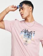 River Island Graffiti Back Print T-shirt In Pink