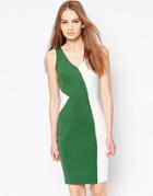 Daisy Street Dress With Contrast Panel - Green