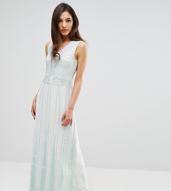 Maya Vintage Embellished Maxi Dress - Green