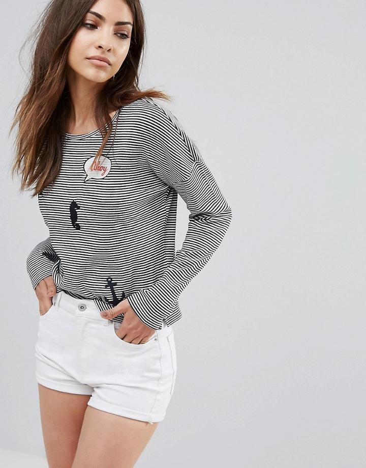 Only Kellie Pop Print Long Sleeved Top - Navy