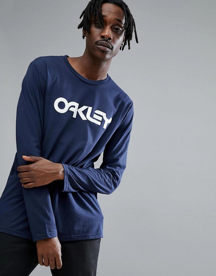 Oakley 50-mark Ii Long Sleeve Top Logo Front In Navy - Navy