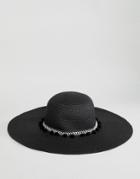 Boardmans Floppy Beach Hat With Tassel Ribbon - Black