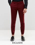 Only & Sons Skinny Cuffed Hem Pants With Stretch - Burgundy