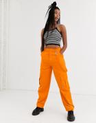 The Ragged Priest Oversized Cargo Pants In Corduroy-orange