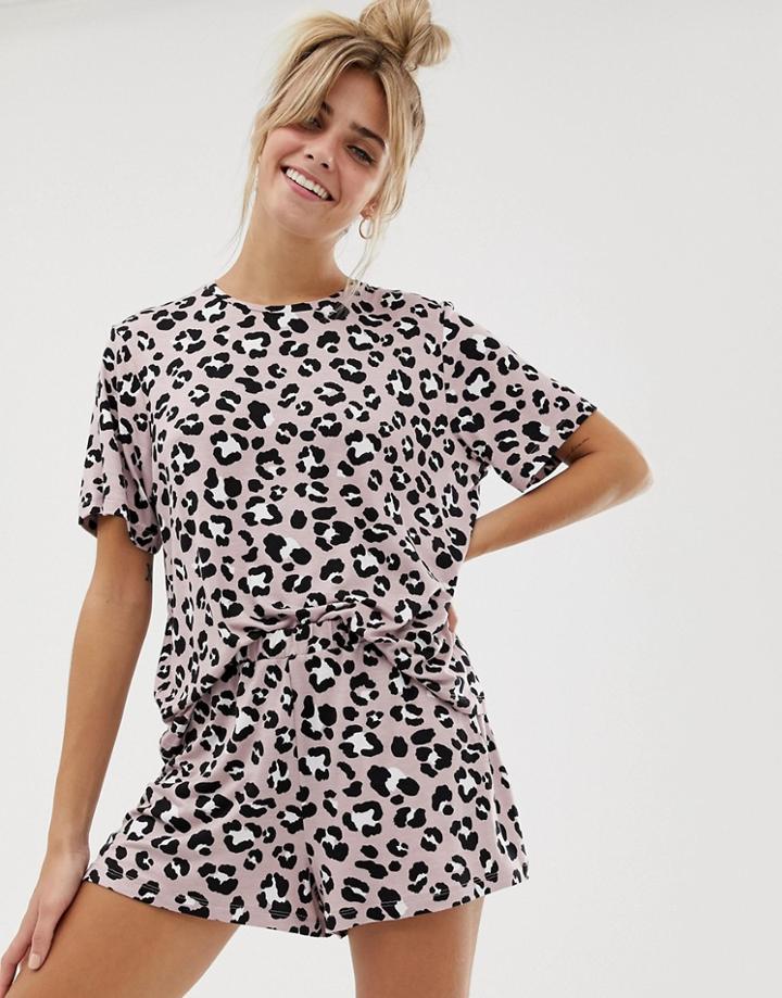Asos Design Mix & Match Animal Pyjama Short - Pink