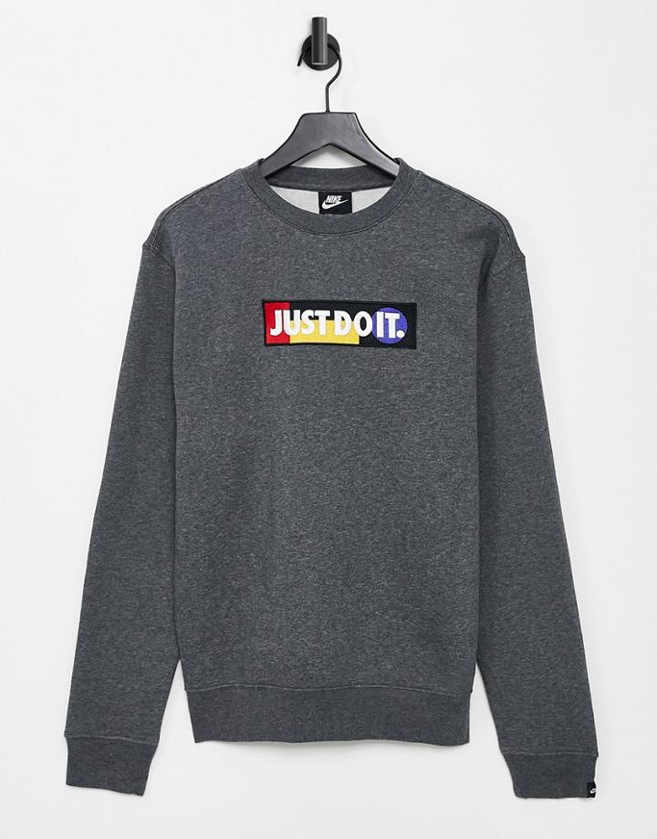 Nike Just Do It 365 Crew Neck Sweat In Charcoal Heather-grey