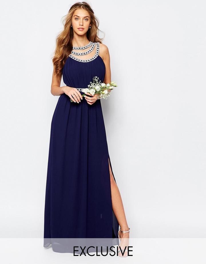 Tfnc Wedding Embellished Maxi Dress - Navy