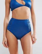 Asos Mix And Match Glam Gathered High Waist Bikini Bottom - Green