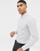 Asos Design Skinny Smart Stripe Work Shirt-white
