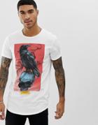 Religion T-shirt With Crow And Skull Print In White