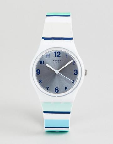 Swatch Gw189 Mediterranean Views Stripe Silicone Watch 34mm - Multi