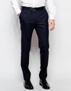 Number Eight Savile Row Wool Mix Pants With Stretch In Skinny Fit - Navy