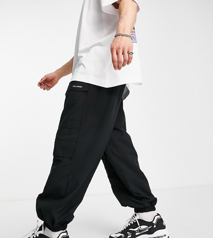 Collusion Oversized Cargo Sweatpants In Black
