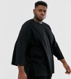 Asos Design Plus Oversized Raglan T-shirt With Wide Sleeves In Black